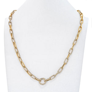 18K Yellow Gold 21 Carats Diamond Link Chain Necklace