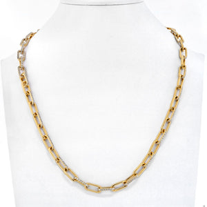 18K Yellow Gold 25 Carats Diamond Link Chain Necklace