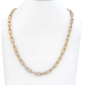 18K Yellow Gold 22 inches Diamond Link Chain Necklace