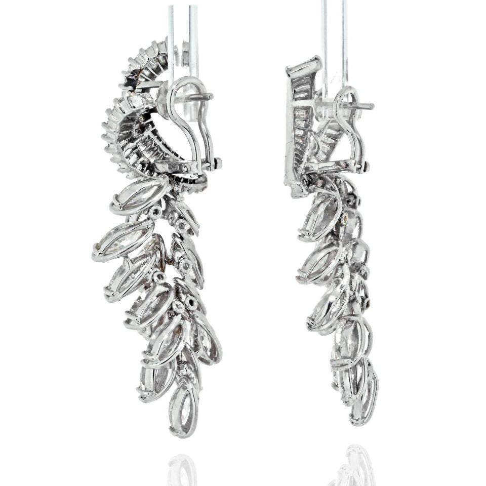 Platinum 21 Carat Diamond Spray Marquise Cut Earrings - The Back Vault