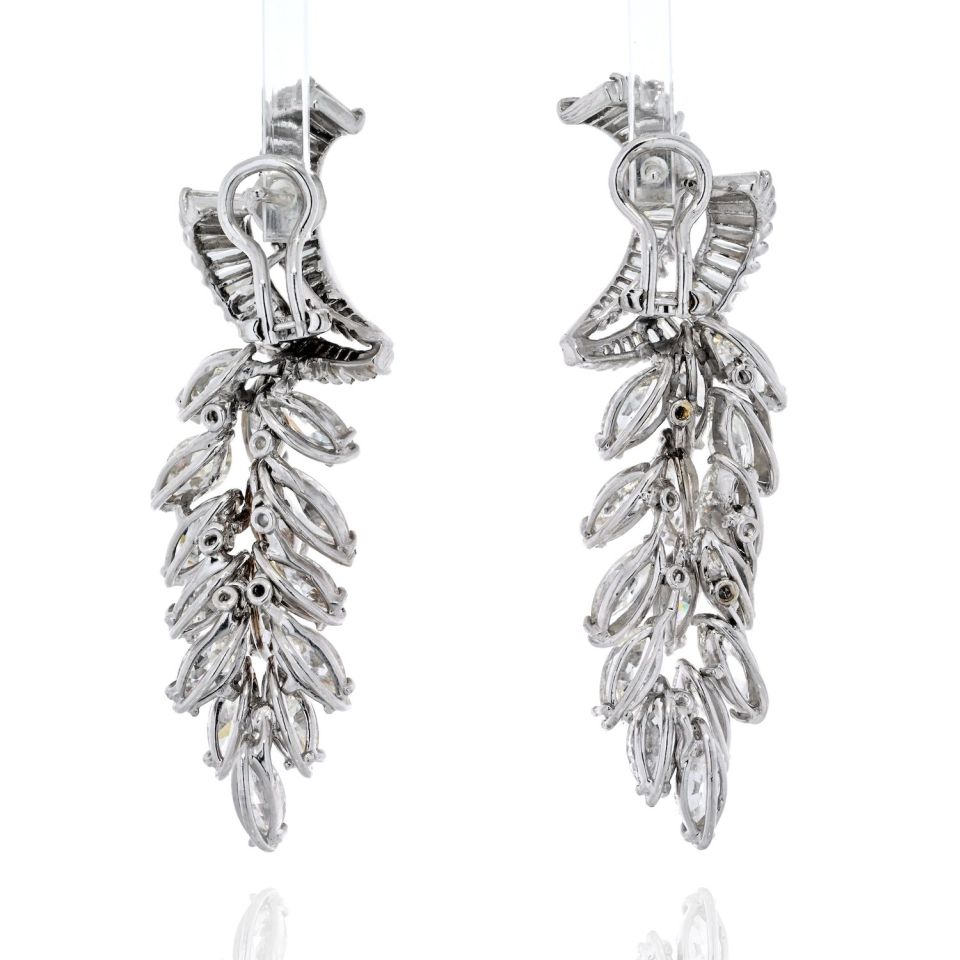 Platinum 21 Carat Diamond Spray Marquise Cut Earrings - The Back Vault