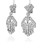 Platinum Diamond Deco Dangling Drop Earrings - The Back Vault