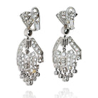 Platinum Diamond Deco Dangling Drop Earrings - The Back Vault