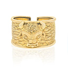 David Webb 18K Yellow Gold 1979 Taurus Bull Hinged Wide Cuff Bracelet - The Back Vault