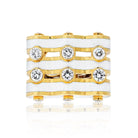 David Webb Platinum & 18K Yellow Gold White Enamel Diamond Ring - The Back Vault