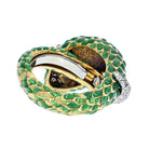 David Webb Platinum & 18K Yellow Gold Green Enamel Ruby Eyes Serpent Ring - The Back Vault