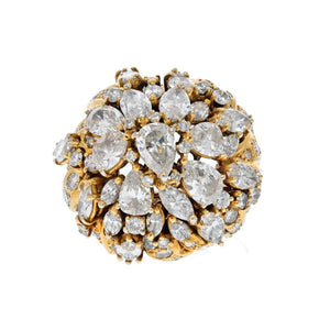 18K Yellow Gold 10 Carat Diamond Cluster Ring