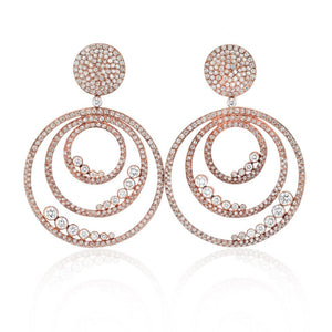 18K Rose Gold Diamond Triple Hoop Earrings