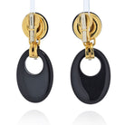 David Webb Platinum Onyx And Coral Drop Door Knocker Earrings - The Back Vault