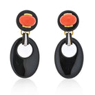 David Webb Platinum Onyx And Coral Drop Door Knocker Earrings - The Back Vault