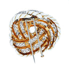 David Webb 18K Yellow Gold White Enamel And 8.00cttw Diamond Knot Brooch - The Back Vault