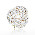 David Webb 18K Yellow Gold White Enamel And 8.00cttw Diamond Knot Brooch - The Back Vault