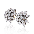 Platinum 12.00ctw Round Cut Diamond Cluster Earrings - The Back Vault