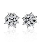 Platinum 12.00ctw Round Cut Diamond Cluster Earrings - The Back Vault