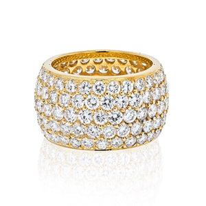 18K Yellow Gold 8 Carat Diamond Multi Row Cluster Ring