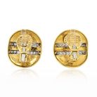 David Webb Platinum & 18K Yellow Gold White Enamel Diamond Metro Collection Earrings - The Back Vault