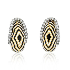 David Webb Platinum & 18K Yellow Gold Diamond, The Vreeland Zebra Pattern Earrings