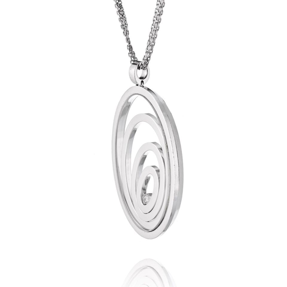 Chopard 18K White Gold Happy Spirit Floating Diamond Necklace - The Back Vault