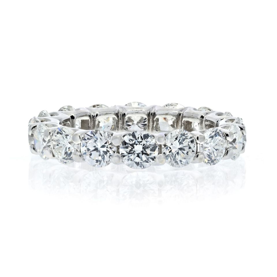 Platinum 4.11cttw Round Cut Diamond Eternity Eternity Band - The Back Vault