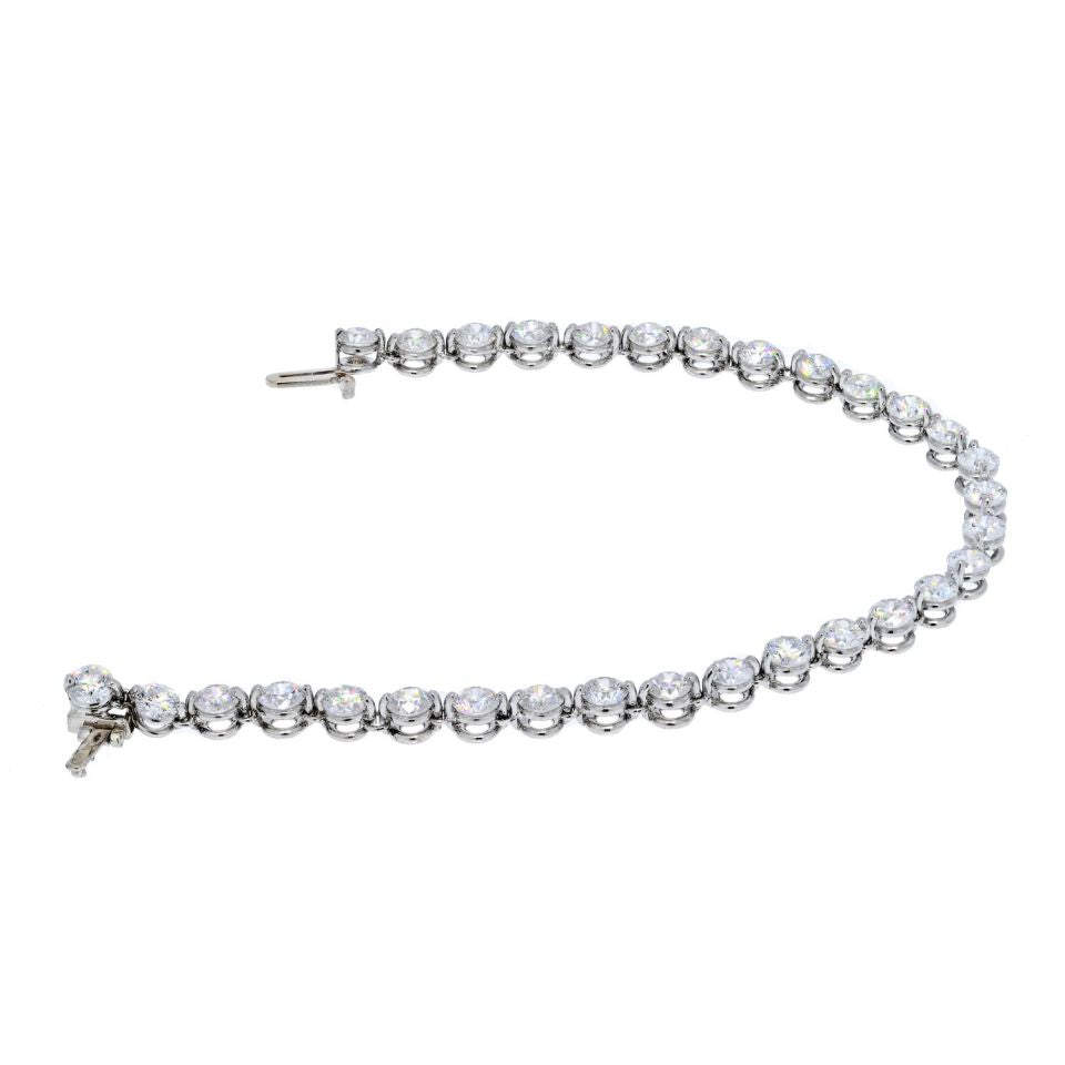 Tennis Platinum 7.48cts Round Brilliant Cut Shared Prong Bracelet - The Back Vault