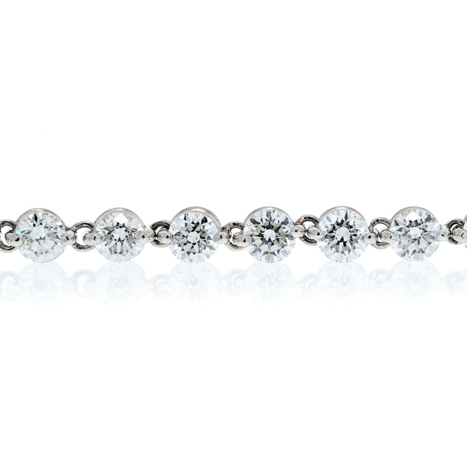 Tennis Platinum 7.48cts Round Brilliant Cut Shared Prong Bracelet - The Back Vault