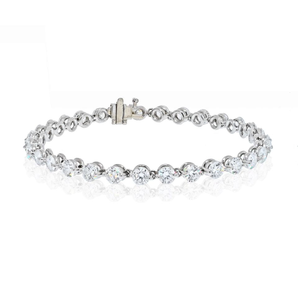 Tennis Platinum 7.48cts Round Brilliant Cut Shared Prong Bracelet - The Back Vault