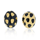 Tiffany & Co. 18K Yellow Gold Black Inlay Positive And Negative Oval Dome Earrings - The Back Vault