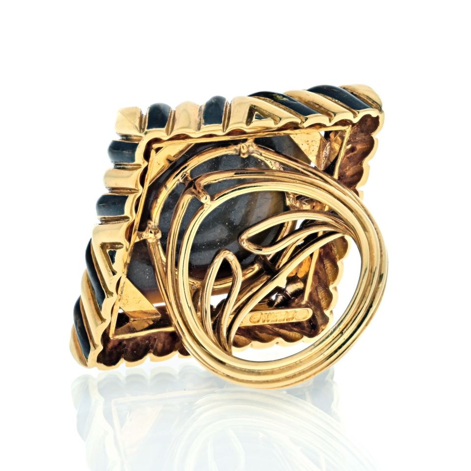 David Webb 18K Yellow Gold Tiger's Eye Ring - The Back Vault