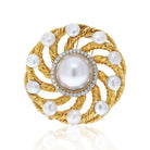 David Webb Platinum & 18K Yellow Gold Diamond And Pearl Circular Openwork Brooch - The Back Vault