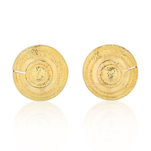 David Webb 18K Yellow Gold Gold Beehive Shield Clip Earrings