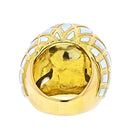 David Webb Platinum & 18K Yellow Gold White Enamel High Dome Ring - The Back Vault