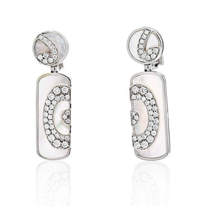 Bvlgari 18K White Gold Illusion Mother Of Pearl And Diamond Dangling Earrings