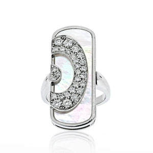 Bvlgari 18K White Gold Mother Of Pearl Illusion Diamond Cocktail Ring