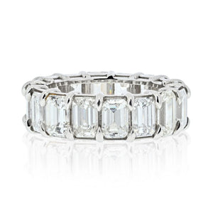 Platinum 10.50cttw Emerald Cut Eternity Eternity Band