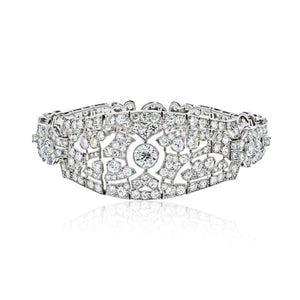 Platinum 12.00 Carat Art Deco Openwork Diamond Bracelet