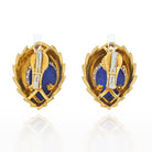 David Webb Blue Lapis, Diamonds and White Enamel Earrings - The Back Vault