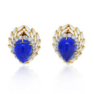 David Webb Blue Lapis, Diamonds and White Enamel Earrings - The Back Vault