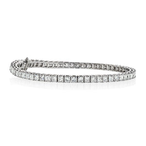 14K White Gold 7.00 Carat Princess Cut Diamond Tennis Bracelet