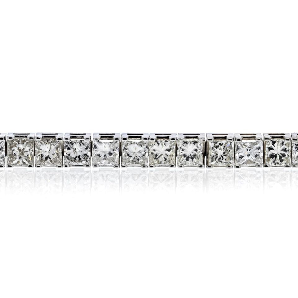 14K White Gold 7.70 Carat Princess Cut Diamond Bracelet - The Back Vault