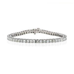 14K White Gold 7.70 Carat Princess Cut Diamond Bracelet