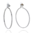 18K White Gold 9.25 Carats 2 Inch Hoop Diamond Earrings - The Back Vault