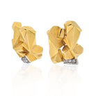 David Webb Platinum & 18K Yellow Gold Textured Nugget Diamond Slope Earrings - The Back Vault