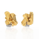 David Webb Platinum & 18K Yellow Gold Textured Nugget Diamond Slope Earrings - The Back Vault