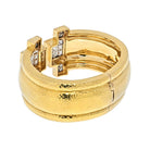 David Webb 18K Yellow Gold Hammered Wide Cuff With Diamonds Bracelet - The Back Vault