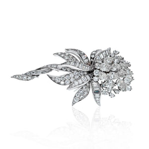 David Webb Platinum 21.00 Carats 1960's Diamond Floral Brooch