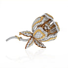 David Webb Platinum & 18K Yellow Gold 20.00 Carat Diamond Flower Brooch - The Back Vault