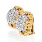 David Webb 18K Yellow Gold 7.00 Carat Pave Set Cushion Shaped Diamond Clip Earrings - The Back Vault