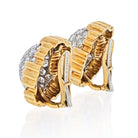 David Webb 18K Yellow Gold 7.00 Carat Pave Set Cushion Shaped Diamond Clip Earrings - The Back Vault