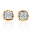 David Webb 18K Yellow Gold 7.00 Carat Pave Set Cushion Shaped Diamond Clip Earrings