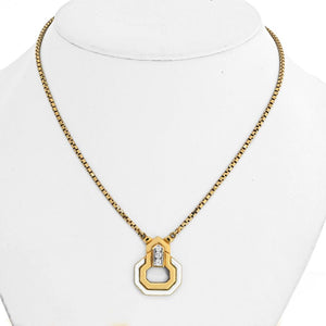 David Webb 18K Yellow Gold White Enamel, Diamond Necklace